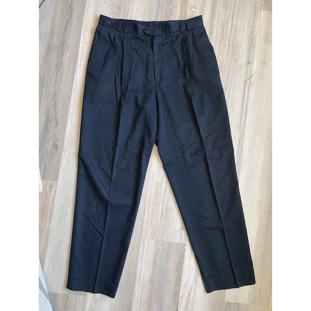 M2 Vintage 90's Men’s Dress Suit Pants Pleated Work Slacks Black 34W/32L